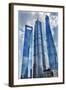 Three skyscrapers making patterns, Liujiashui Financial District, Shanghai, China.-William Perry-Framed Photographic Print