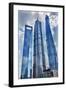 Three skyscrapers making patterns, Liujiashui Financial District, Shanghai, China.-William Perry-Framed Photographic Print