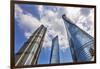 Three skyscrapers making patterns, Liujiashui Financial District, Shanghai, China.-William Perry-Framed Photographic Print