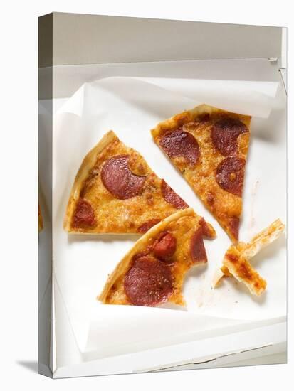 Three Slices of Pepperoni Pizza in Pizza Box-null-Stretched Canvas