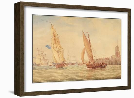 Three Sloops of War and a Fishing Smack Going into Habour, Portsmouth, C.1800-30-J. M. W. Turner-Framed Giclee Print