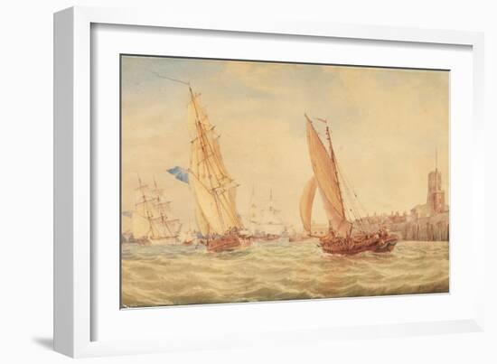 Three Sloops of War and a Fishing Smack Going into Habour, Portsmouth, C.1800-30-J. M. W. Turner-Framed Giclee Print