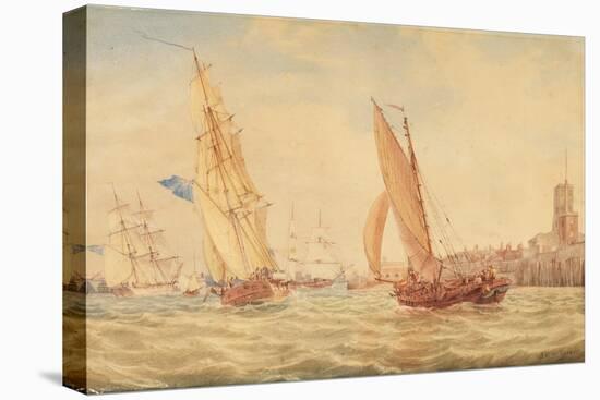 Three Sloops of War and a Fishing Smack Going into Habour, Portsmouth, C.1800-30-J. M. W. Turner-Stretched Canvas