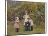 Three Smocked Youngsters Blow Bubbles from a Dish of Soap Suds-Helen Allingham-Mounted Photographic Print