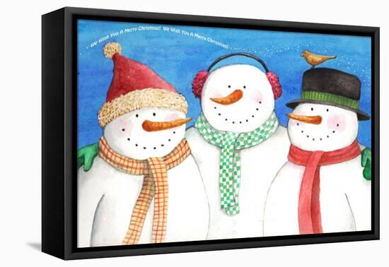 three snowmen sing-Melinda Hipsher-Framed Stretched Canvas
