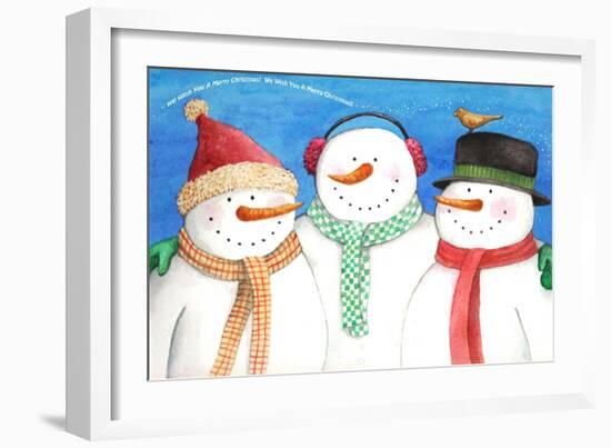 three snowmen sing-Melinda Hipsher-Framed Giclee Print