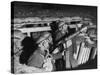 Three Soldiers in a Pit Wearing Gas Masks with an Anti-Aircraft Lewis Gun-null-Stretched Canvas