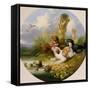 Three Spaniels Flushing Mallard-George Armfield-Framed Stretched Canvas