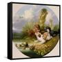 Three Spaniels Flushing Mallard-George Armfield-Framed Stretched Canvas