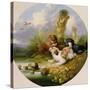 Three Spaniels Flushing Mallard-George Armfield-Stretched Canvas