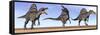 Three Spinosaurus Dinosaurs Standing in the Desert-null-Framed Stretched Canvas