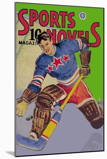 Three Star Goalie Lunges for Puck-null-Mounted Art Print