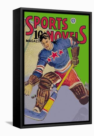 Three Star Goalie Lunges for Puck-null-Framed Stretched Canvas