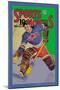 Three Star Goalie Lunges for Puck-null-Mounted Art Print