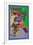 Three Star Goalie Lunges for Puck-null-Framed Art Print