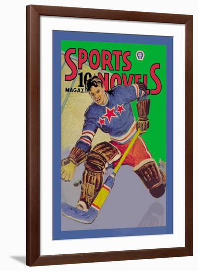 Three Star Goalie Lunges for Puck-null-Framed Art Print