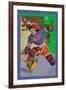 Three Star Goalie Lunges for Puck-null-Framed Art Print