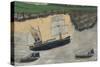 Three Steamers (Oil & Pencil on Board)-Alfred Wallis-Stretched Canvas