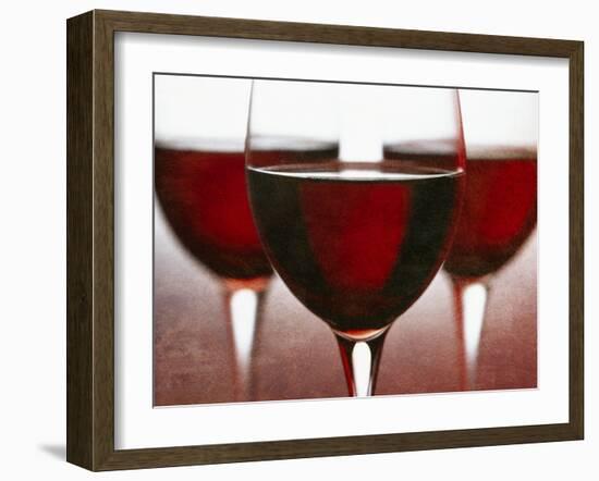 Three Stemmed Glasses of Red Wine-Steve Lupton-Framed Photographic Print