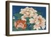 Three Stems of Peonies on a Blue Background, 1857-Ando Hiroshige-Framed Giclee Print