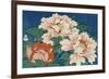 Three Stems of Peonies on a Blue Background, 1857-Ando Hiroshige-Framed Giclee Print