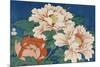 Three Stems of Peonies on a Blue Background, 1857-Ando Hiroshige-Mounted Giclee Print