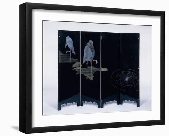 Three Storks and a Frog in a Pond, C.1930-Jean Dunand-Framed Giclee Print