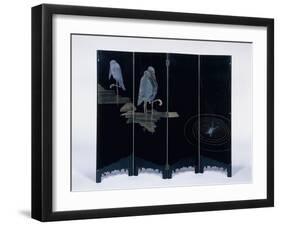 Three Storks and a Frog in a Pond, C.1930-Jean Dunand-Framed Giclee Print