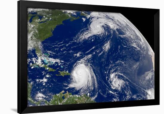 Three Storms From Space Hurrican Irene-null-Framed Photo