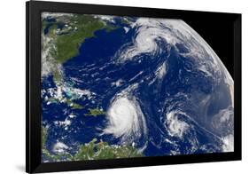 Three Storms From Space Hurrican Irene-null-Framed Photo