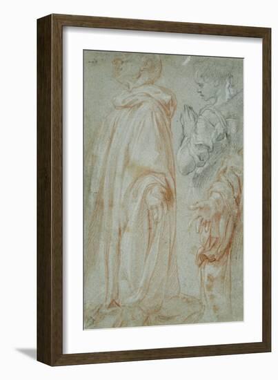 Three Studies for the Resurrected Christ Adored by a Female Saint and San Silvestro Gozzalini, 1607-Francesco Vanni-Framed Giclee Print