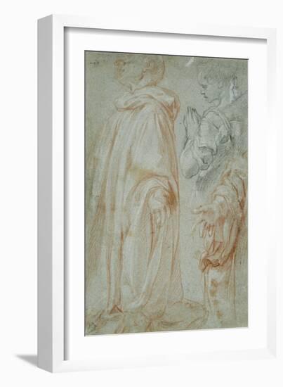 Three Studies for the Resurrected Christ Adored by a Female Saint and San Silvestro Gozzalini, 1607-Francesco Vanni-Framed Giclee Print