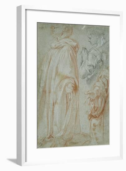 Three Studies for the Resurrected Christ Adored by a Female Saint and San Silvestro Gozzalini, 1607-Francesco Vanni-Framed Giclee Print