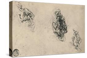 'Three Studies of a Man Poniarding a Fallen Foe', c1480 (1945)-Leonardo Da Vinci-Stretched Canvas