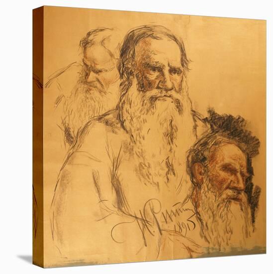 Three Studies of Leo Tolstoy (1828-1910)-Ilya Efimovich Repin-Stretched Canvas