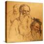 Three Studies of Leo Tolstoy (1828-1910)-Ilya Efimovich Repin-Stretched Canvas