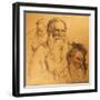 Three Studies of Leo Tolstoy (1828-1910)-Ilya Efimovich Repin-Framed Giclee Print