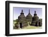 Three stupas of Ratanabon temple with clear blue sky behind, Mrauk U, Rakhine, Myanmar (Burma)-Brian Graney-Framed Photographic Print