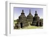 Three stupas of Ratanabon temple with clear blue sky behind, Mrauk U, Rakhine, Myanmar (Burma)-Brian Graney-Framed Photographic Print