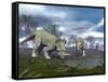 Three Styracosaurus Dinosaurs Drinking from a Nearby Lake-null-Framed Stretched Canvas