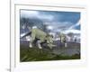 Three Styracosaurus Dinosaurs Drinking from a Nearby Lake-null-Framed Art Print