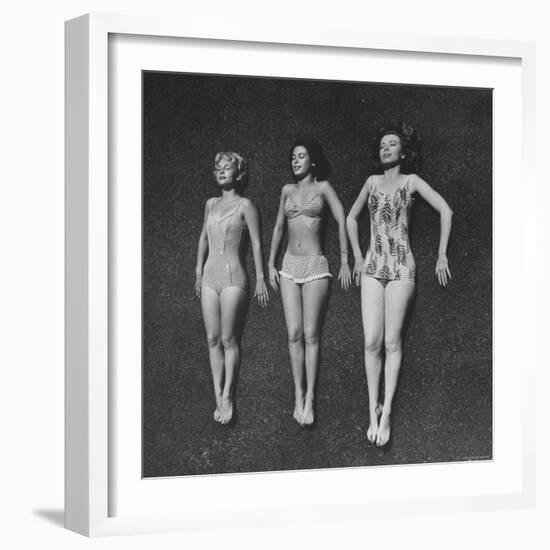 Three Sun Bathers Soaking Up Rays-Allan Grant-Framed Photographic Print