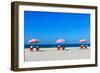 Three Sun Umbrellas at Santa Monica Beach-BlueOrange Studio-Framed Photographic Print