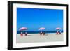 Three Sun Umbrellas at Santa Monica Beach-BlueOrange Studio-Framed Photographic Print