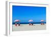 Three Sun Umbrellas at Santa Monica Beach-BlueOrange Studio-Framed Photographic Print