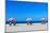 Three Sun Umbrellas at Santa Monica Beach-BlueOrange Studio-Mounted Photographic Print