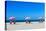Three Sun Umbrellas at Santa Monica Beach-BlueOrange Studio-Stretched Canvas