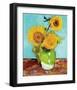 Three Sunflowers in a Vase (1883)-Vincent van Gogh-Framed Art Print