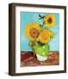 Three Sunflowers in a Vase (1883)-Vincent van Gogh-Framed Art Print