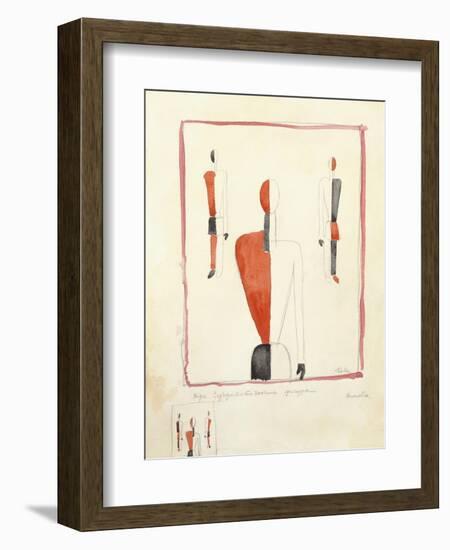 Three Suprematist Figures, C. 1921-2-Kazimir Severinovich Malevich-Framed Giclee Print